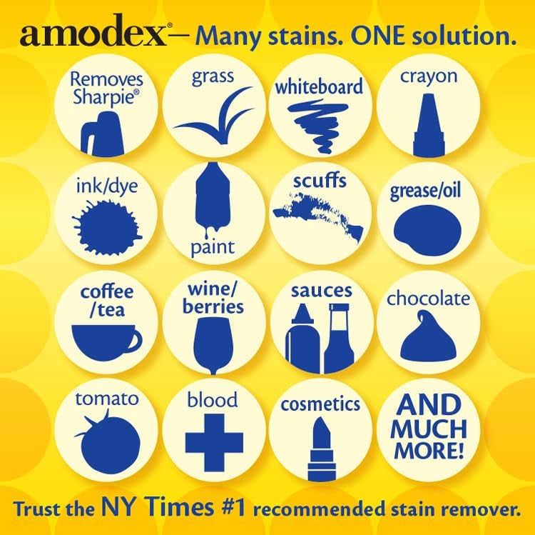 Amodex Ink & Stain Remover Arsenal, Safe and Effective on Clothes, Leather and Skin, Full Set for all your Stain Removal Needs, Includes 2 Bottles, 1 Brush, 10 Wipes - Image 4